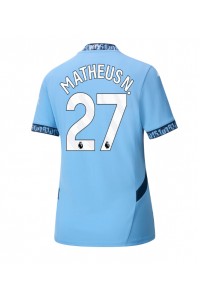 Manchester City Matheus Nunes #27 Jalkapallovaatteet Naisten Kotipaita 2024-25 Lyhythihainen